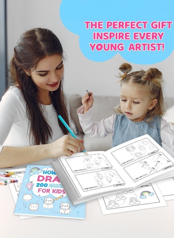 tangs 200 Cute Step by Step Drawing Book for Kids – Learn to Draw Animals, Food, Cars, Fantasy & More – How to Draw Activity Book for Children Ages 4-8 - Image 3