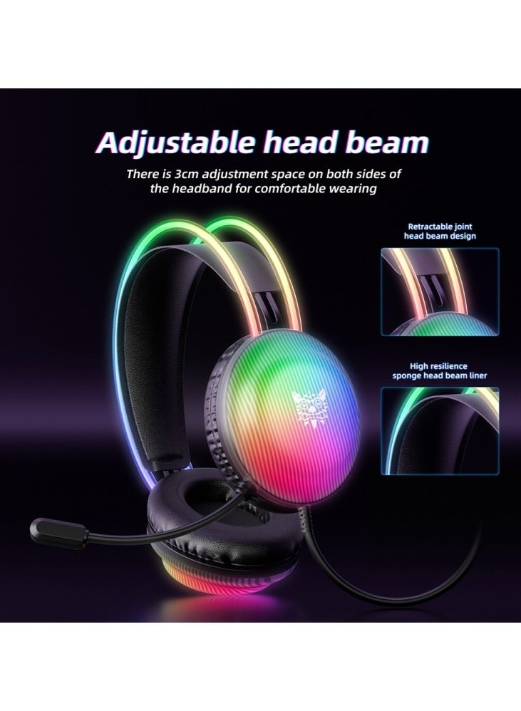 onikuma ONIKUMA X29 Gaming Headset, Wired PC Headphones with Microphone, RGB Lighting - Image 2