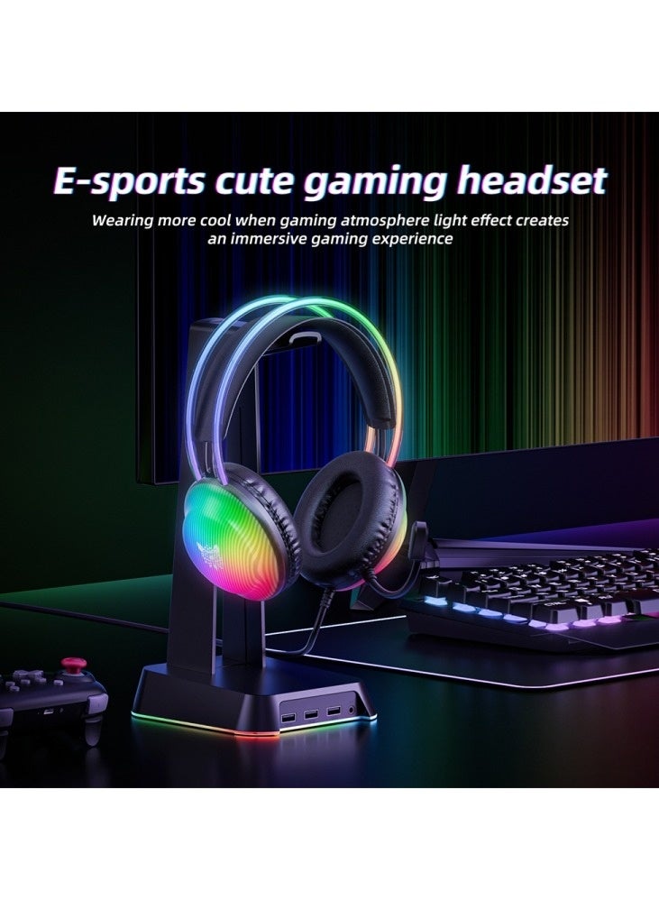 onikuma ONIKUMA X29 Gaming Headset, Wired PC Headphones with Microphone, RGB Lighting - Image 4