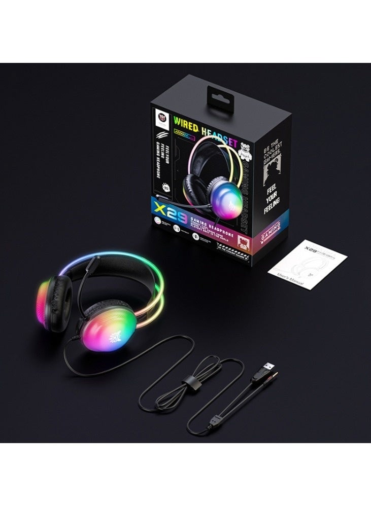 onikuma ONIKUMA X29 Gaming Headset, Wired PC Headphones with Microphone, RGB Lighting - Image 3