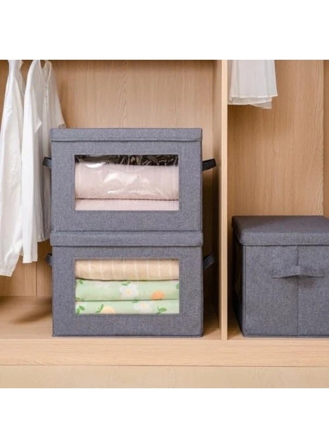 هابي هوم صندوق تخزين ملابس بإطار قوي قابل للطي – حاوية تنظيم خزانة مع مقبض معزز ونافذة شفافة – منظم ملابس وأغطية وبطاطين مصنوع من قماش غير منسوج قابل للتنفس – مثالي لغرفة النوم، الدولاب، تحت السرير وتخزين الملابس الموسمية – مقاس 40×25×25 سم - Image 5