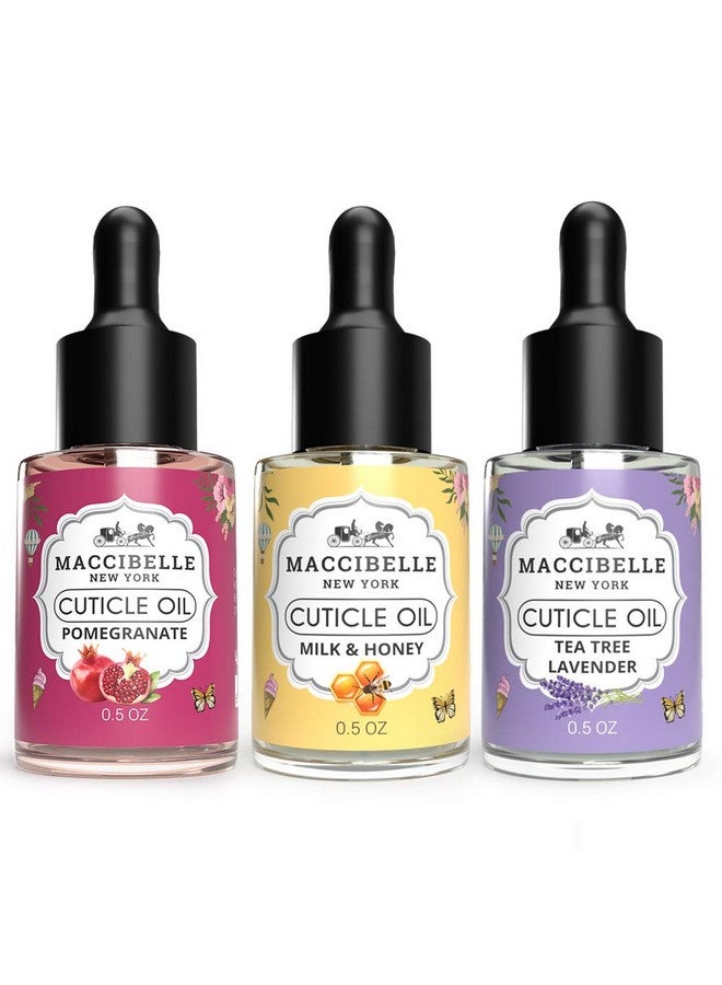 maccibelle Cuticle Oil Set Of 3 Oil Flavors,Help To Heals Dry Cracked Cuticles 0.5 Oz (Set 3 With Dropper) - Image 1