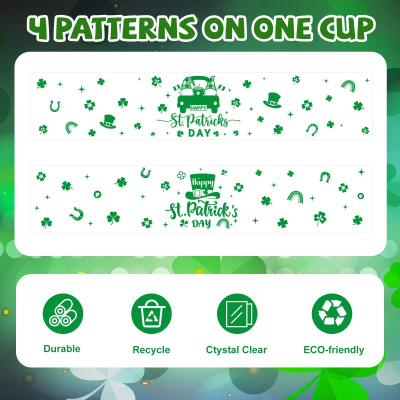 Meanplan 80 قطعة أكواب شيمروك ليوم سانت باتريك أكواب بلاستيكية شفافة قابلة للتصرف لحفلات المنزل شرب الأخضر المحظوظ سعيد يوم سانت باتريك زينة الحفلات للأكواب للبيرة والمشروبات وآيس كريم والوجبات الخفيفة والقهوة (12 أونصة) - Image 4