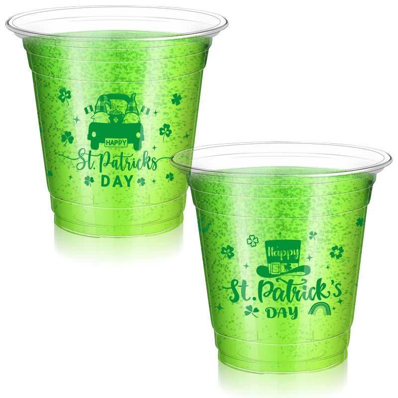 Meanplan 80 قطعة أكواب شيمروك ليوم سانت باتريك أكواب بلاستيكية شفافة قابلة للتصرف لحفلات المنزل شرب الأخضر المحظوظ سعيد يوم سانت باتريك زينة الحفلات للأكواب للبيرة والمشروبات وآيس كريم والوجبات الخفيفة والقهوة (12 أونصة) - Image 2