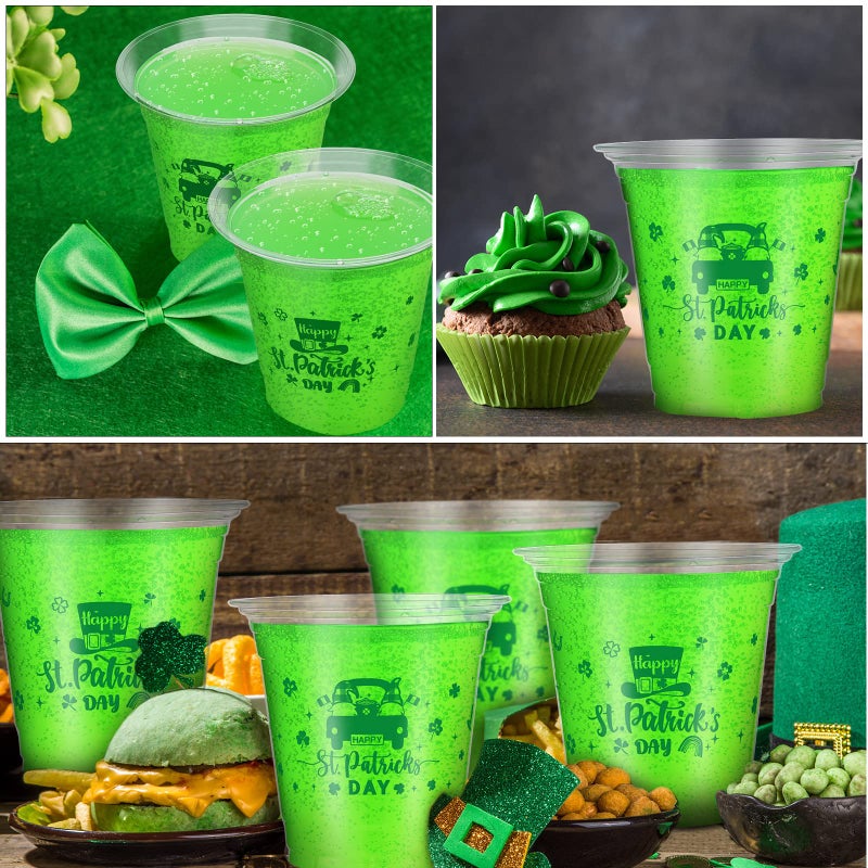 Meanplan 80 قطعة أكواب شيمروك ليوم سانت باتريك أكواب بلاستيكية شفافة قابلة للتصرف لحفلات المنزل شرب الأخضر المحظوظ سعيد يوم سانت باتريك زينة الحفلات للأكواب للبيرة والمشروبات وآيس كريم والوجبات الخفيفة والقهوة (12 أونصة) - Image 5