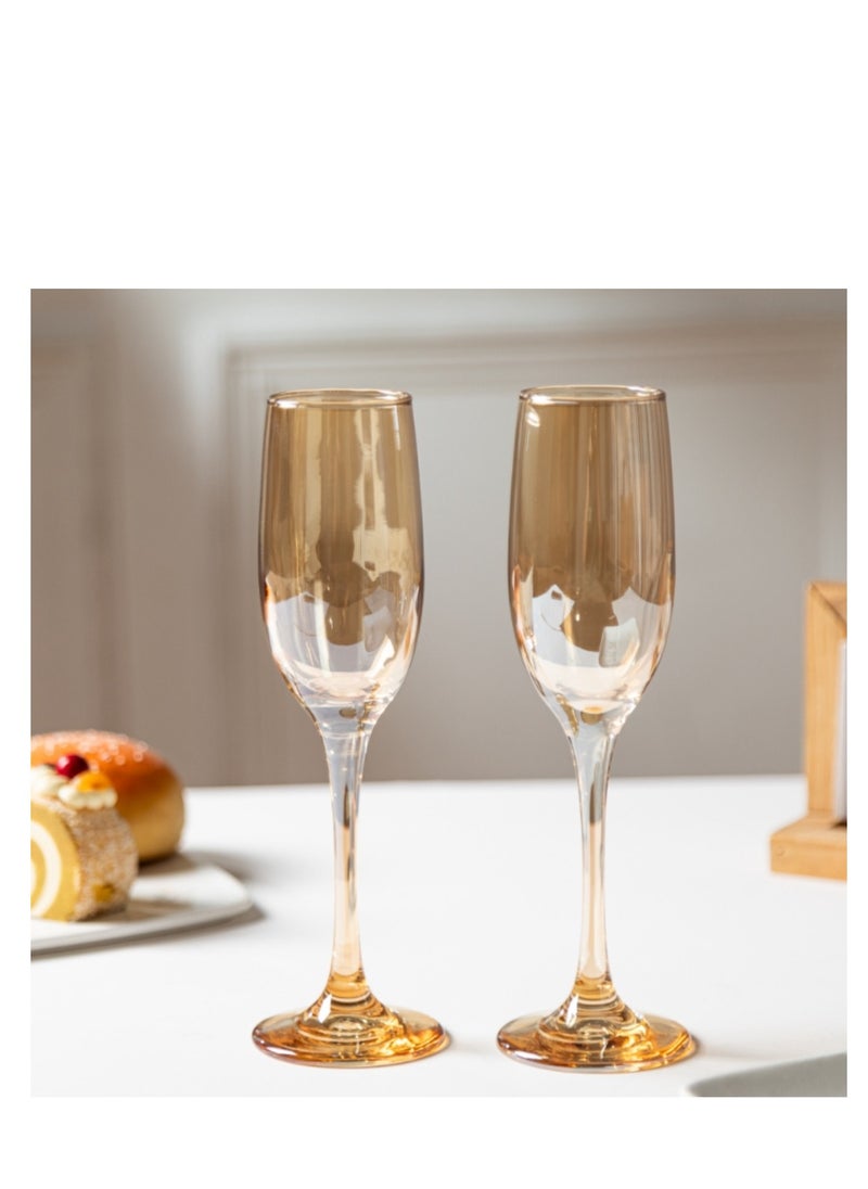 BLUE CORAL 6 Pcs Glasses Champagne Glasses Elegant Designed Hand Blown Lead Free Cups 200ml  - Image 1