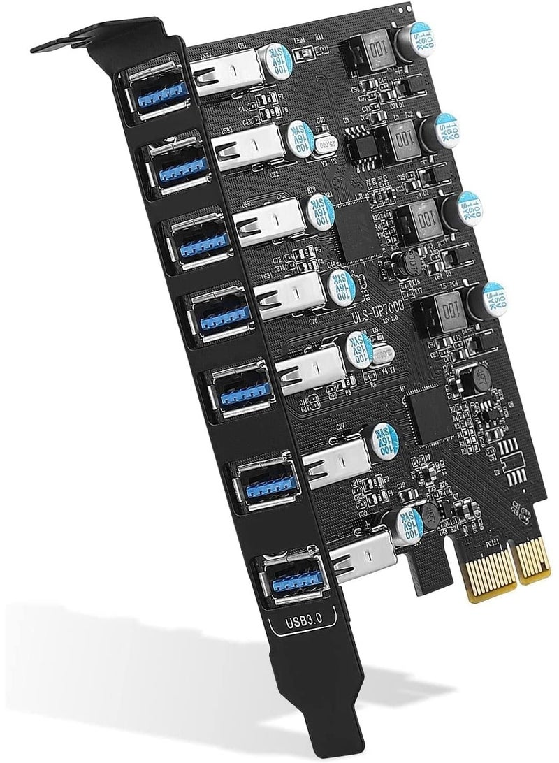 PCIe USB 3.0 Expansion Card 7-Port High Speed Internal Hub Adapter for Desktop PC USB 3.0 PCI Express Expansion Card - Image 1