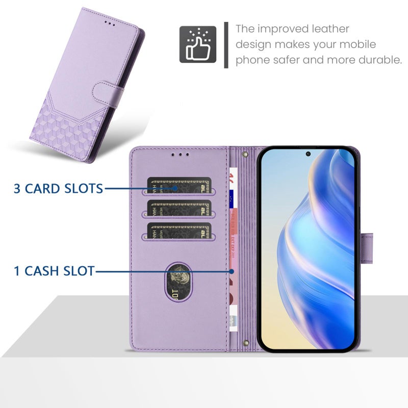 HuHa Case Cover For Infinix Note 50s Honeycomb Embossing RFID Leather Phone Case(Light Purple) - Image 3