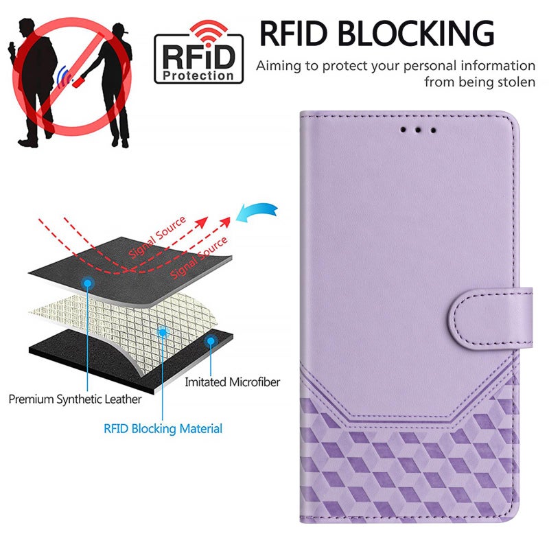HuHa Case Cover For Infinix Note 50s Honeycomb Embossing RFID Leather Phone Case(Light Purple) - Image 4