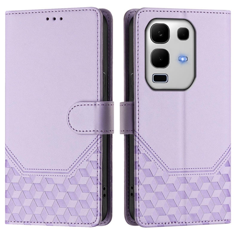 HuHa Case Cover For Infinix Note 50s Honeycomb Embossing RFID Leather Phone Case(Light Purple) - Image 2