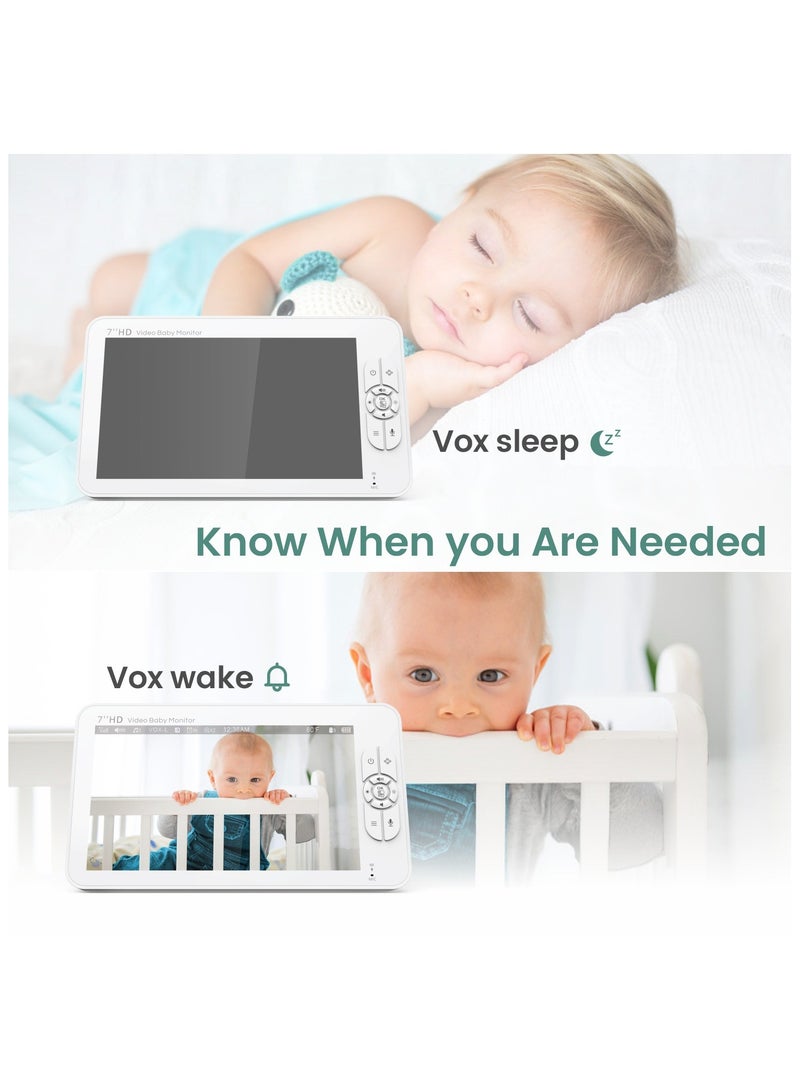 1080P 7-Inch Baby Monitor with Camera and Audio, Upgrade No Wifi 22-Hour Battery Remote Pan-Tilt-Zoom Video Baby Monitor, Night Vision, VOX, 2-Way Talk - Image 4