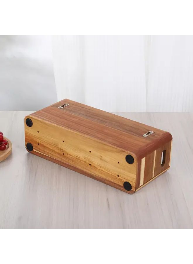 4 Grids Raw Wooden Kitchen Utensil Organizer Countertop Cutlery Holder With 3 Compartments For Cooking And Silverware Storage Rustic Acacia Container - Image 5