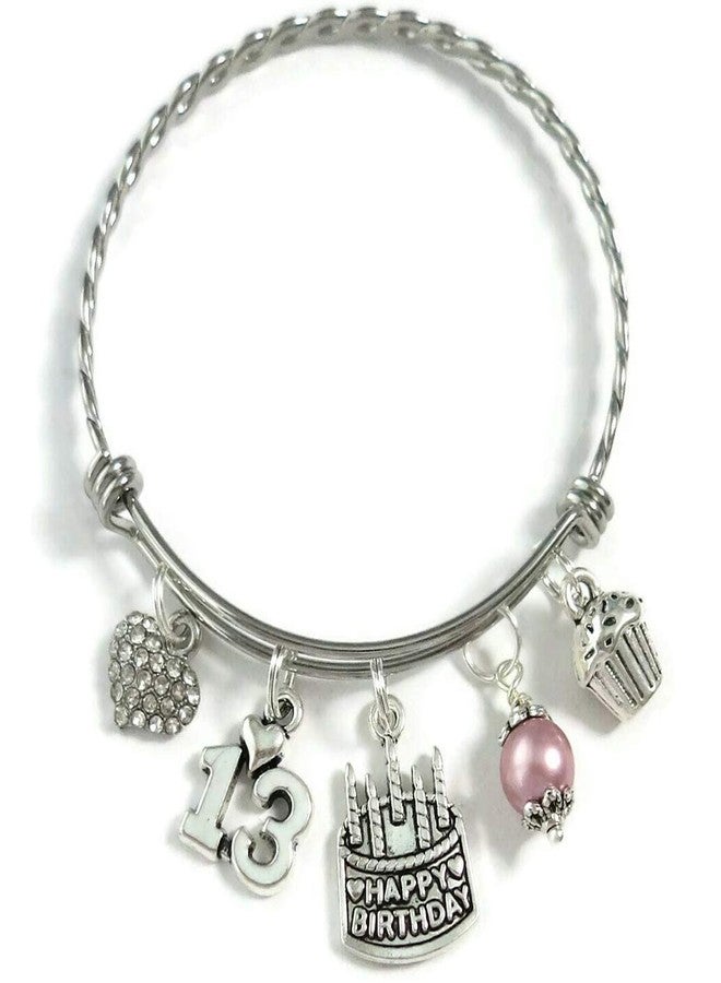 SCRAPHEART Happy 13th Birthday Heart Charm Bracelet, 13th BIRTHDAY GIRL Bracelet, Teenage Daughter Gift Ideas, Birthday Gifts for Girls, 13 Year Old Teen Girl Birthday - Image 1