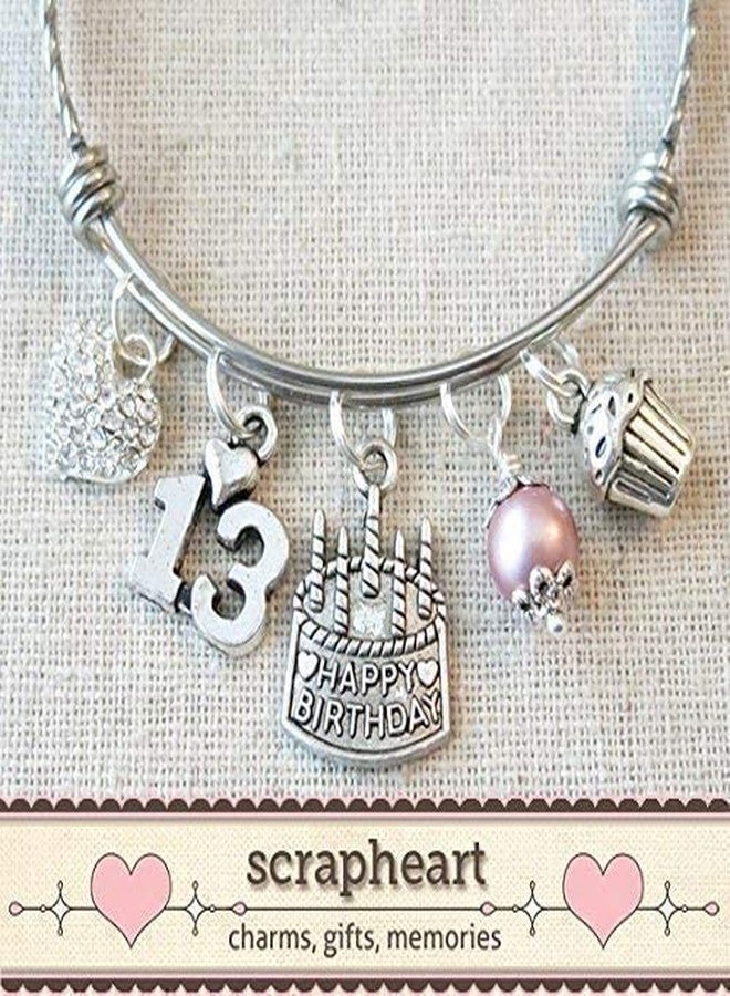SCRAPHEART Happy 13th Birthday Heart Charm Bracelet, 13th BIRTHDAY GIRL Bracelet, Teenage Daughter Gift Ideas, Birthday Gifts for Girls, 13 Year Old Teen Girl Birthday - Image 5