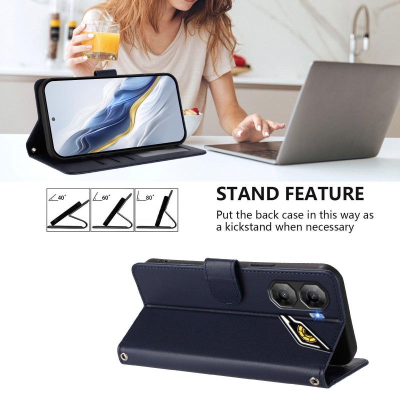 erorex For ZTE nubia Neo 3 Embossed  Cat Leather Phone Case with Hand Strap(Blue) - Image 3