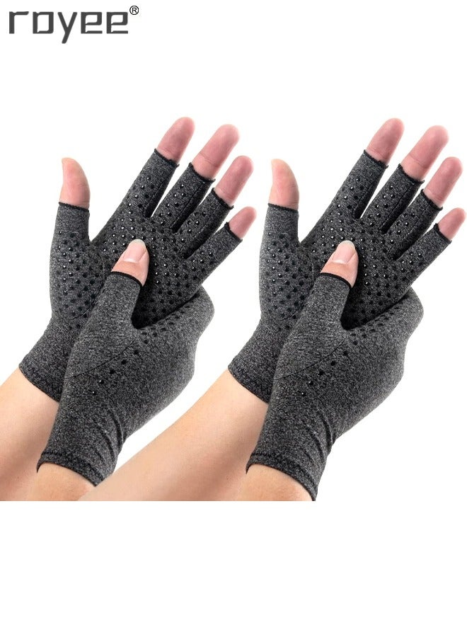 رويي 2 أزواج من الرجال والنساء من التهاب المفاصل ضغط القفازات ، غير زلق المطاط نقطة لا الاصبع التهوية وامتصاص الرطوبة ضغط القفازات ، لتخفيف الألم الروماتويدي ، تورم المفاصل ، الخ . - Image 1