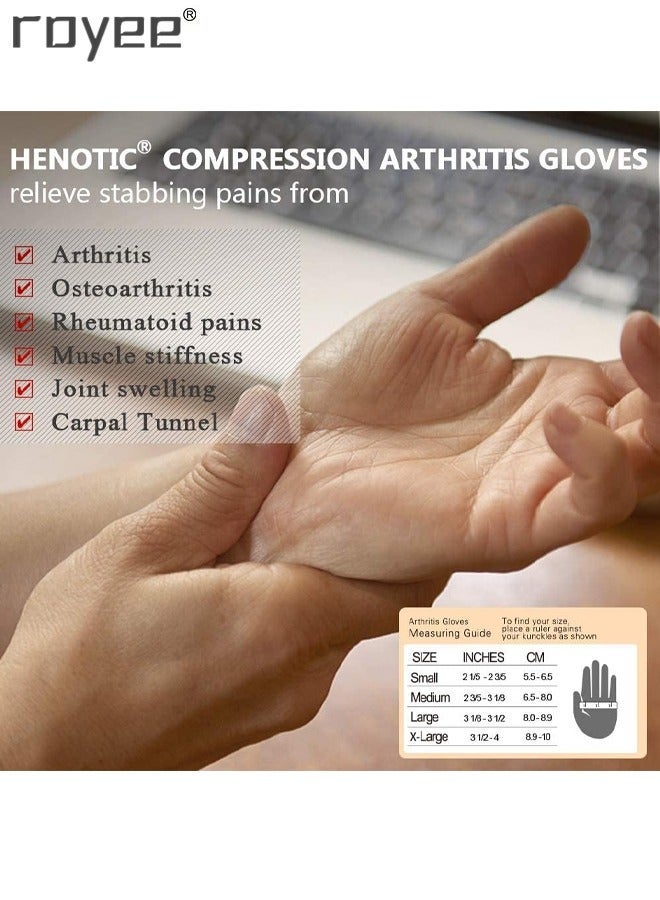 رويي 2 أزواج من الرجال والنساء من التهاب المفاصل ضغط القفازات ، غير زلق المطاط نقطة لا الاصبع التهوية وامتصاص الرطوبة ضغط القفازات ، لتخفيف الألم الروماتويدي ، تورم المفاصل ، الخ . - Image 3