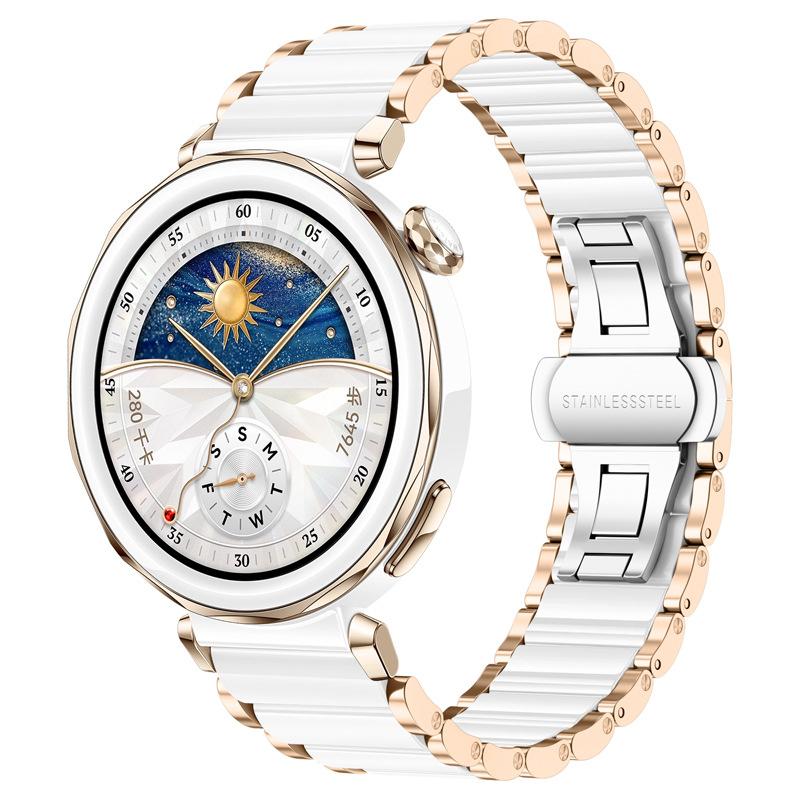 erorex For Huawei Watch Gt 5 Pro 42Mm Ceramic Stainless Steel Watch Band(Rose Glod) - Image 1