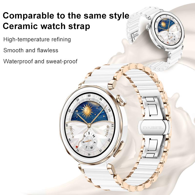 erorex For Huawei Watch Gt 5 Pro 42Mm Ceramic Stainless Steel Watch Band(Rose Glod) - Image 5