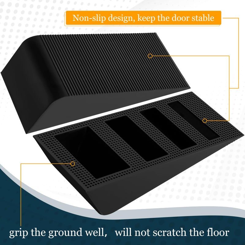 Hurdaos Large Rubber Door Stoppers Wedge for Bottom of Door, Tall up to 2 Inch, 2-Pack Non-Slip Doorstops for Floor, Black Big Sturdy Doorstop for Home Office School Commercial Use - Image 3
