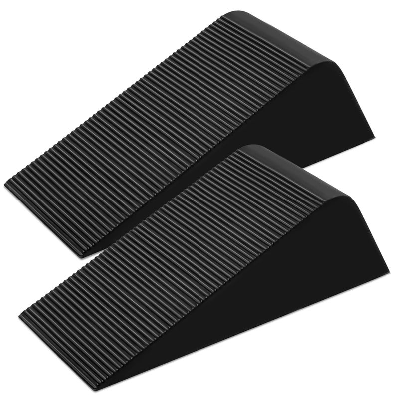 Hurdaos Large Rubber Door Stoppers Wedge for Bottom of Door, Tall up to 2 Inch, 2-Pack Non-Slip Doorstops for Floor, Black Big Sturdy Doorstop for Home Office School Commercial Use - Image 1