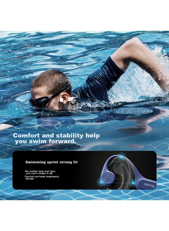 ساناج Sanag B60 سماعات العظام الموصولة بالعظام، سماعات رياضية بلوتوث للجري، ليست داخل الأذن، تصميم خطاف الأذن، مقاومة للماء والعرق، متوافقة مع Xiaomi, Huawei, Apple, 32gb - Image 3