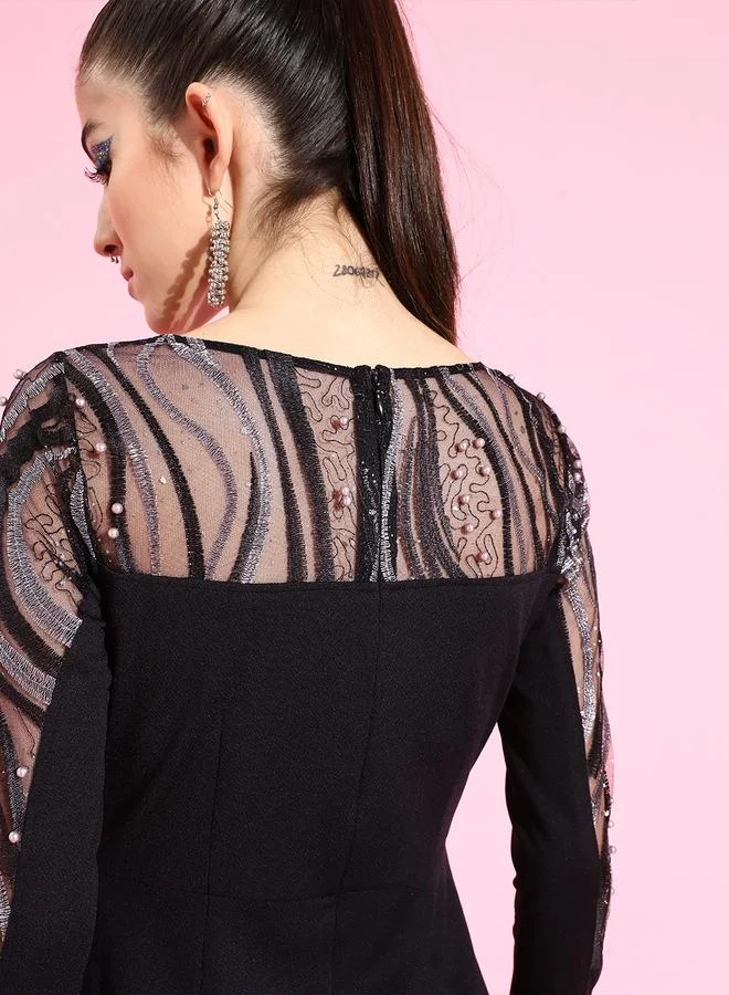 Miss Chase Miss Chase Black Embellished Straight Leg Jumpsuit