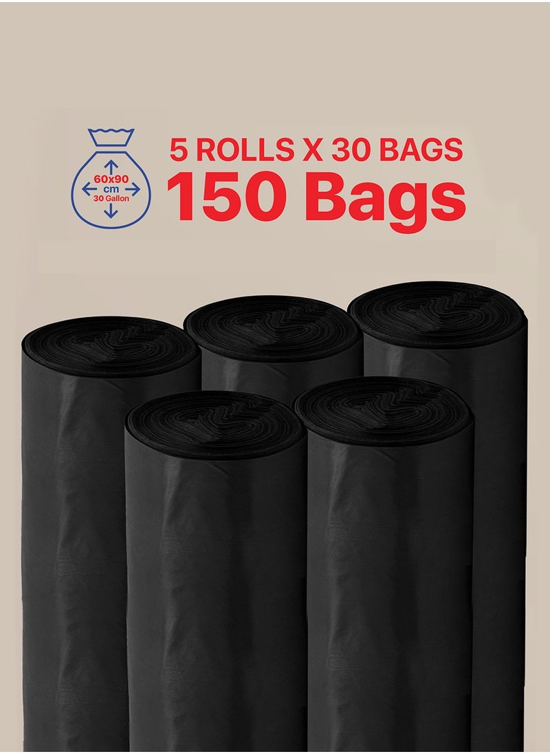 Tru Black Garbage Bags Roll 60x90cm 30Gallon Heavy Duty (30pc x 5 Rolls) 150Bags  - Image 3