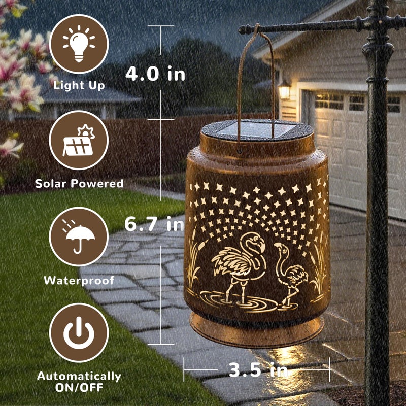 Miggley Flamingo Solar Lantern for Garden Outdoor Decor â€“ Hanging Metal Light Decoration for Patio, Yard, Lawn, Pathway, Backyard â€“ Birthday Gift for Mom, Women, Grandma - Image 5