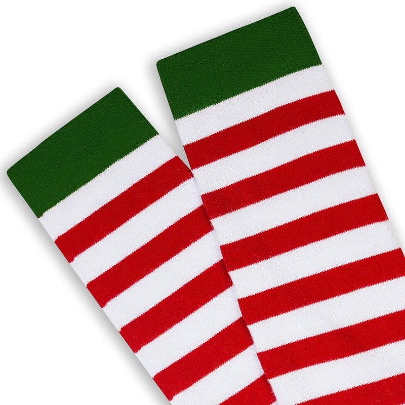 Gone For a Run Knee High Half Cushioned Athletic Running Sock | Running Christmas Elf (Red and White Stripes/Green) one size fits all - Image 5