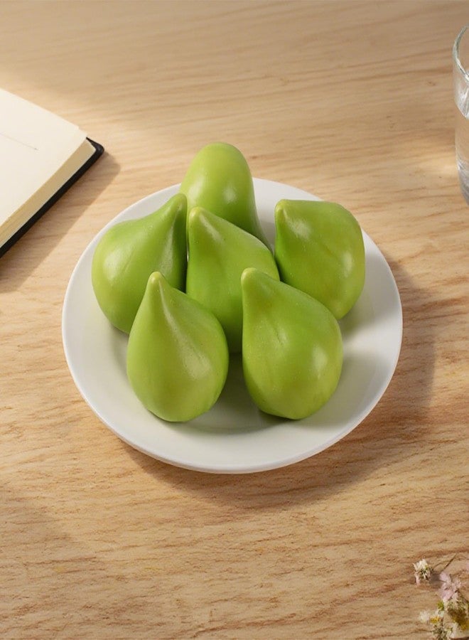Luckforest Artificial Figs, 6 Pcs Lifelike Simulation Fig Fake Fruits for Home Kitchen Cabinet Decoration Photography Props Table Decoration, Green - Image 5