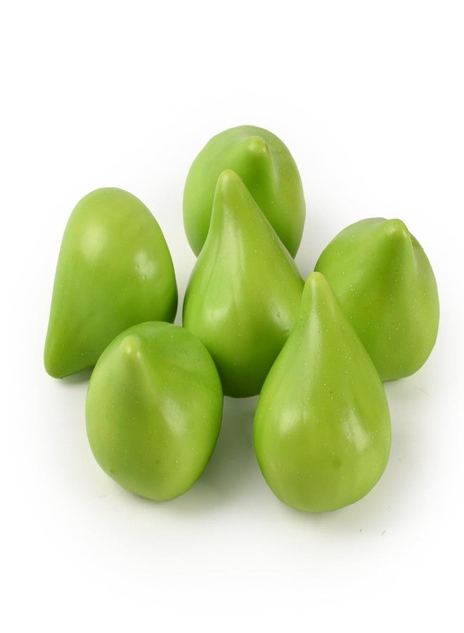 Luckforest Artificial Figs, 6 Pcs Lifelike Simulation Fig Fake Fruits for Home Kitchen Cabinet Decoration Photography Props Table Decoration, Green - Image 1