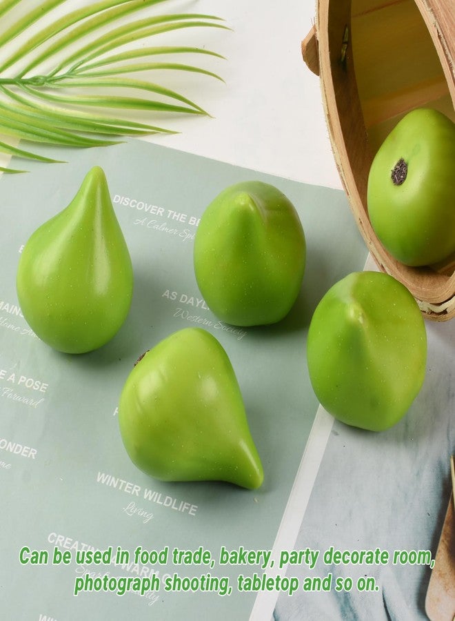 Luckforest Artificial Figs, 6 Pcs Lifelike Simulation Fig Fake Fruits for Home Kitchen Cabinet Decoration Photography Props Table Decoration, Green - Image 3