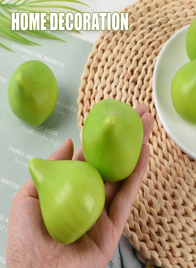 Luckforest Artificial Figs, 6 Pcs Lifelike Simulation Fig Fake Fruits for Home Kitchen Cabinet Decoration Photography Props Table Decoration, Green - Image 2