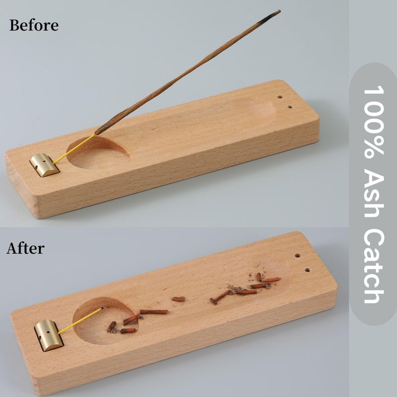 Reyife 4 in 1 Incense Holder for Burning Palo Santo & Sage Sticks & Insence-Stick and Candle, Lasting Burning Wooden Palo Santo and Sage Burner Smudge Bowl for Yoga Meditation Spiritual Altar - Image 5