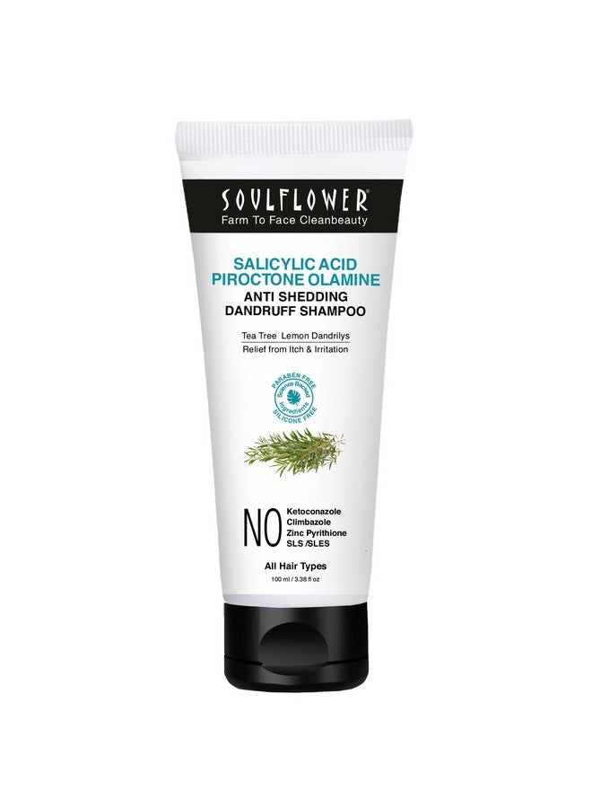 Soulflower Anti Dandruff Shampoo | Removes Dandruff From Source, Hair Growth, Hair Fall Control & Strengthens Hair, Controls Itchy & Flaky Scalp, 1% Salicylic Acid, Tea Tree, Lemon Men & Women, 100Ml - Image 1