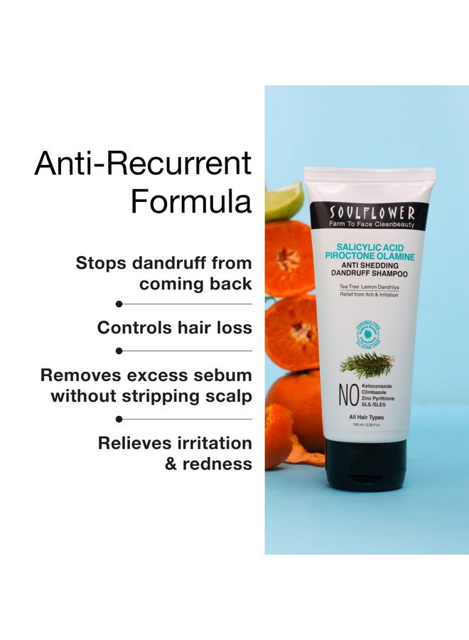 Soulflower Anti Dandruff Shampoo | Removes Dandruff From Source, Hair Growth, Hair Fall Control & Strengthens Hair, Controls Itchy & Flaky Scalp, 1% Salicylic Acid, Tea Tree, Lemon Men & Women, 100Ml - Image 2