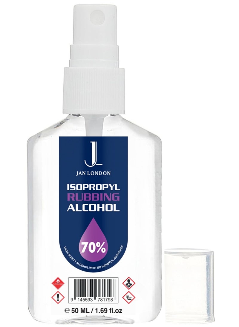 JAN LONDON Isopropyl Rubbing Alcohol, IPA 70% – Versatile Antiseptic & Cleaner for Wounds, Surfaces, Electronics – Quick-Drying, Residue-Free, 50ml Spray  - Image 2