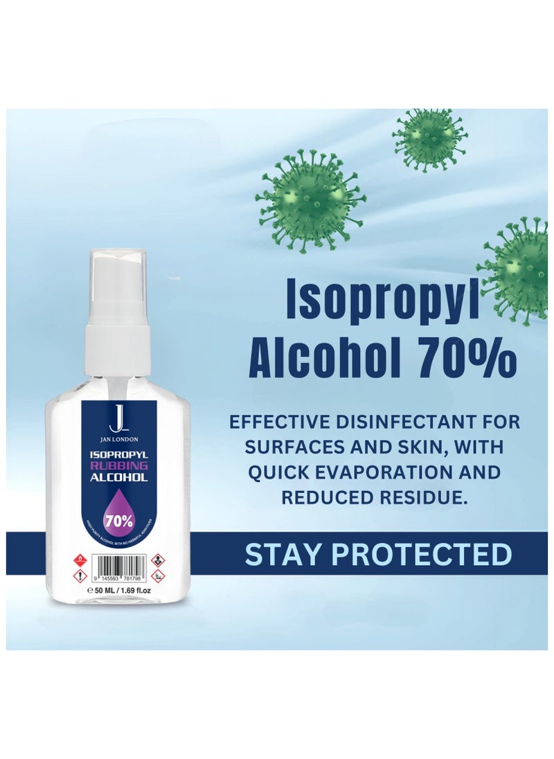 JAN LONDON Isopropyl Rubbing Alcohol, IPA 70% – Versatile Antiseptic & Cleaner for Wounds, Surfaces, Electronics – Quick-Drying, Residue-Free, 50ml Spray  - Image 4