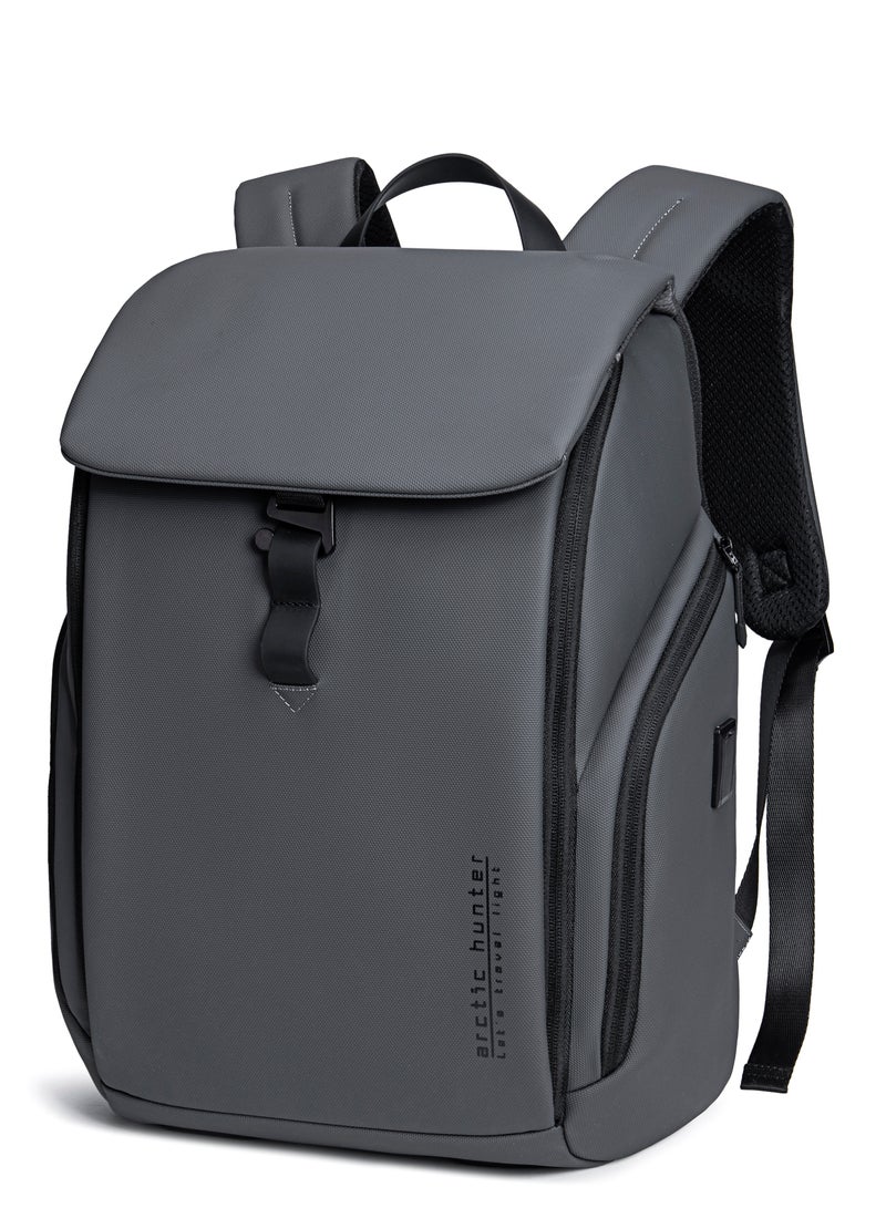 ARCTIC HUNTER Water Resistant Stylish Casual Backpack Anti-Theft Laptop Shoulder Backpack Bag with Built in USB/Earphone Port Travel College Daypack B00558 Grey - Image 1