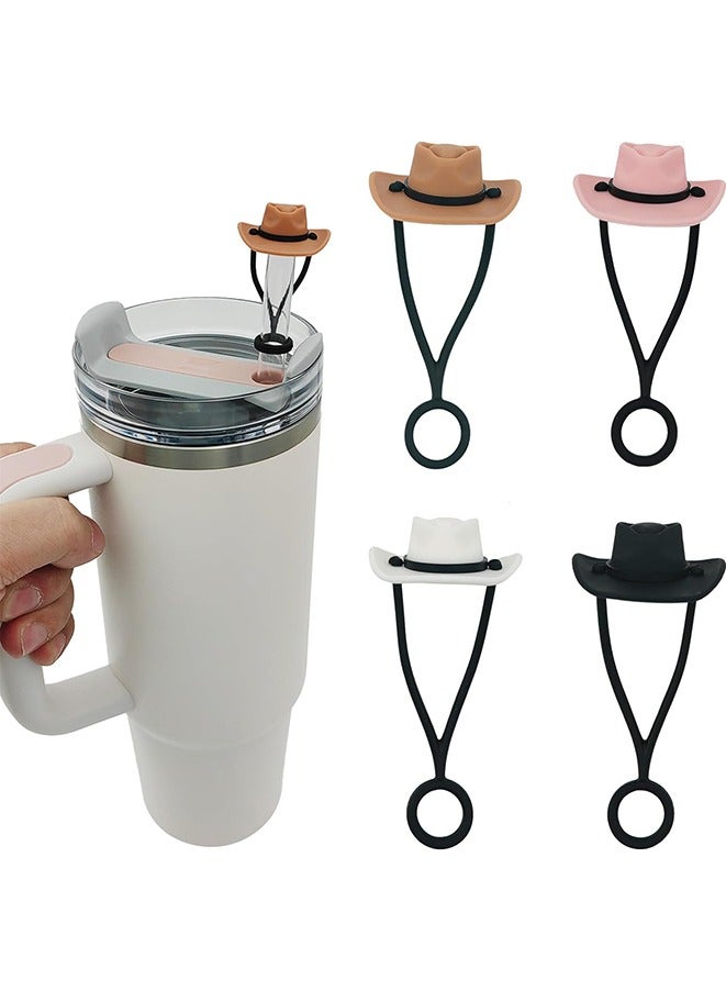 Stanley 4 Pack Silicone Cowboy Hat Straw Covers Cap Compatible with  Cup 30 40 oz, Cute Funny Tumbler Straw Topper Accessories for Man  Woman Gift - Image 1