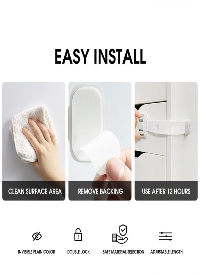 iLulala Child Safety Fridge Locks, 3pcs Adjustable Refrigerator Door Lock, Child Proof Safety Cabinet Lock with Strong 3M Adhesives for Cabinets and Drawers, Multi-Purpose for Furniture Toilet Seats Ovens. - Image 5