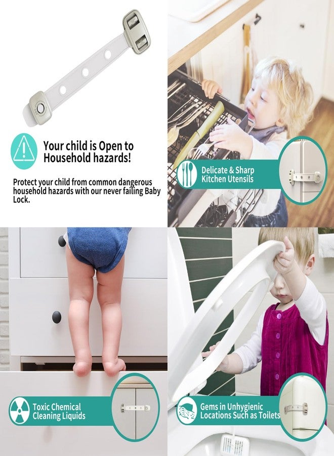 iLulala Child Safety Fridge Locks, 3pcs Adjustable Refrigerator Door Lock, Child Proof Safety Cabinet Lock with Strong 3M Adhesives for Cabinets and Drawers, Multi-Purpose for Furniture Toilet Seats Ovens. - Image 2