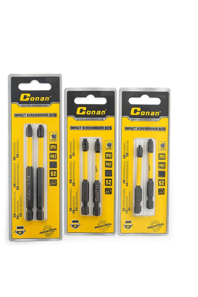Conan 3 Sets Impact Screwdriver Bits – 6 Pieces PH2 – High Hardness Industrial S2 Steel – Multiple Lengths (L90 / L70 / L65 mm) – Conan - Image 2