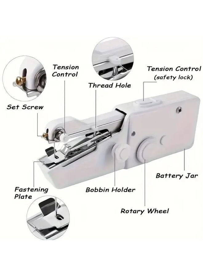White Portable Electric Handheld Sewing Machine For Home Travel DIY Fast Weaving - Image 5