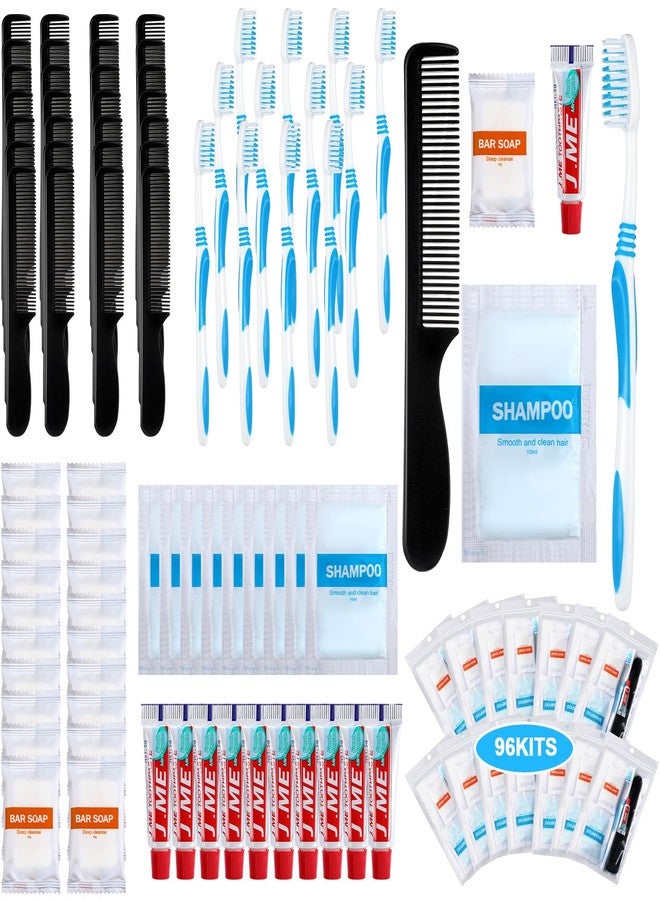 Tiangrid 96 Sets Personal Hygiene Kit Basic Toiletry Kits Homeless Supplies Bulk for Women, Men, Travel, Charity, Business Include 96 Shampoo, 96 Toothbrush, 96 Toothpaste, 96 Comb, and 96 Bath Soap - Image 1