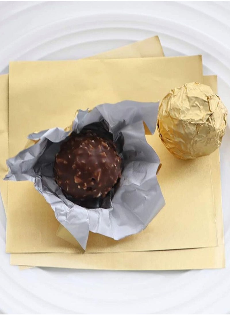 100 pieces of golden chocolate foil wrappers for wrapping chocolates and candies