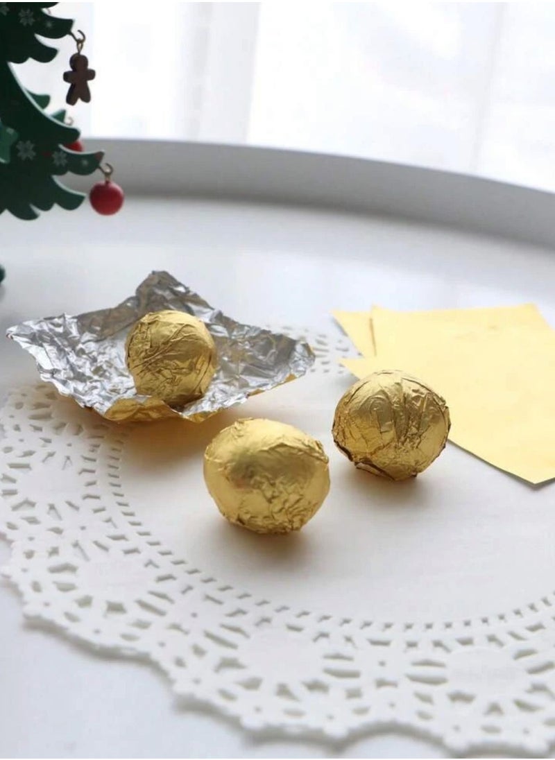 100 pieces of golden chocolate foil wrappers for wrapping chocolates and candies