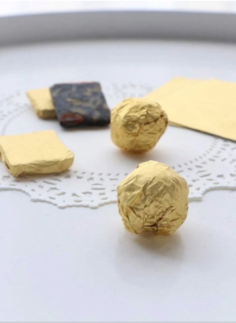 100 pieces of golden chocolate foil wrappers for wrapping chocolates and candies