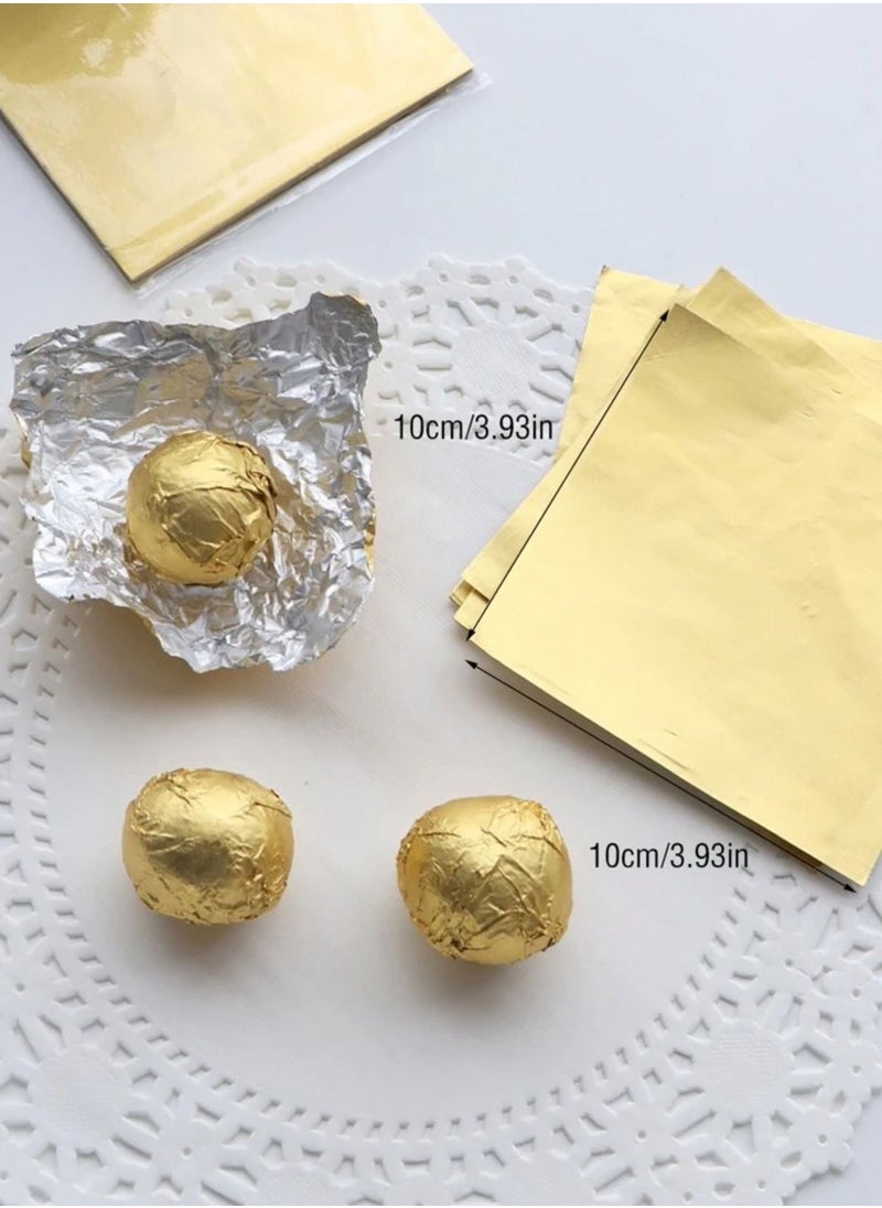 100 pieces of golden chocolate foil wrappers for wrapping chocolates and candies